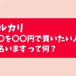 【メルカリ】「〇〇を〇〇円で買いたい人が1名います」って何?